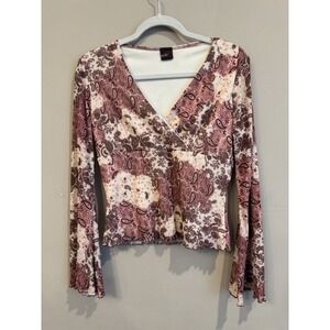 Vintage Studio Y Y2K‎ Babydoll Pink Paisley Flutter Bell Sleeve Top Medium